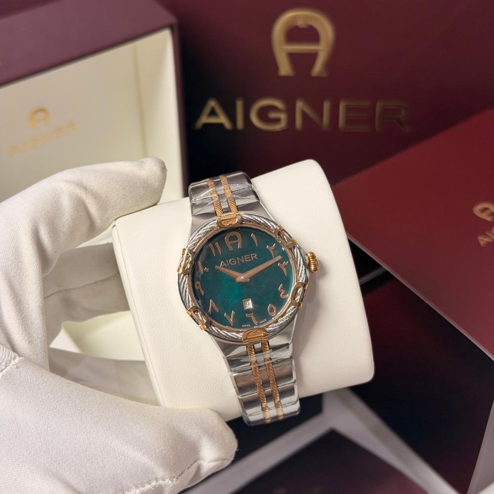ساعة أقنر Aigner بمينا أخضر وسوار معدني - الصورة 3