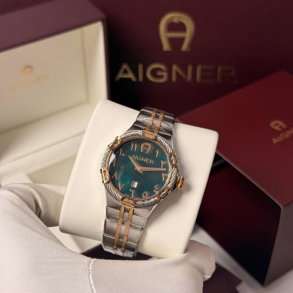 ساعة أقنر Aigner بمينا أخضر وسوار معدني - الصورة 5
